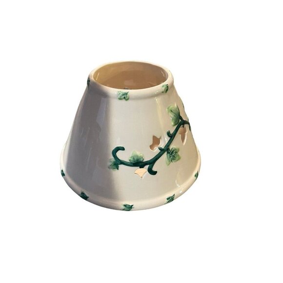 Candle Shade Ivory with Green Vines & Leaves Ceramic Jar Candle Topper Shade - Picture 4 of 8